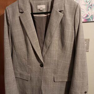 LOFT Blazer Office Work Jacket Size 10 Grey Button